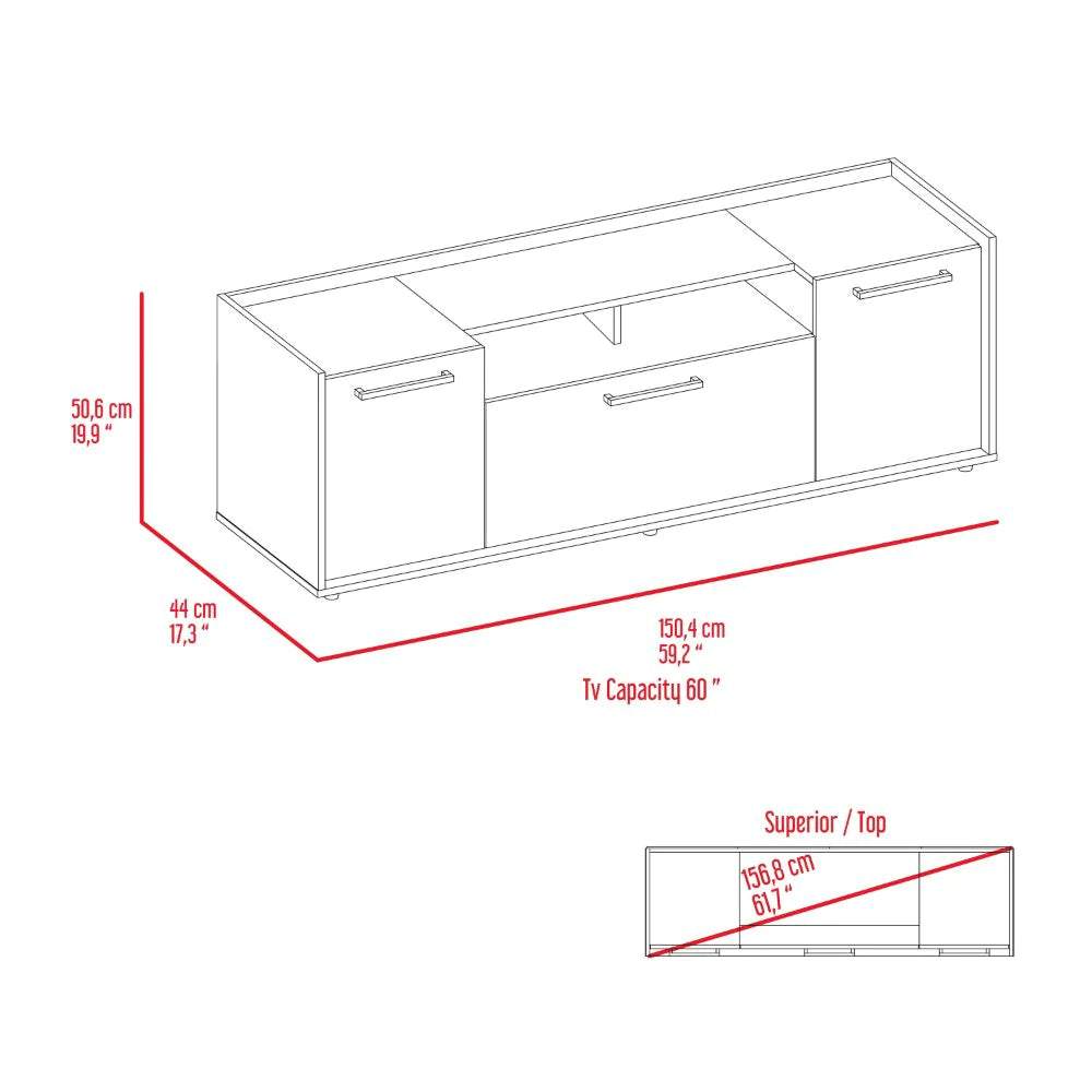 "Stylish Dark Walnut TV Stand - Fits Tvs up to 55" - Spacious Cabinet with Double Doors - Dext Collection"