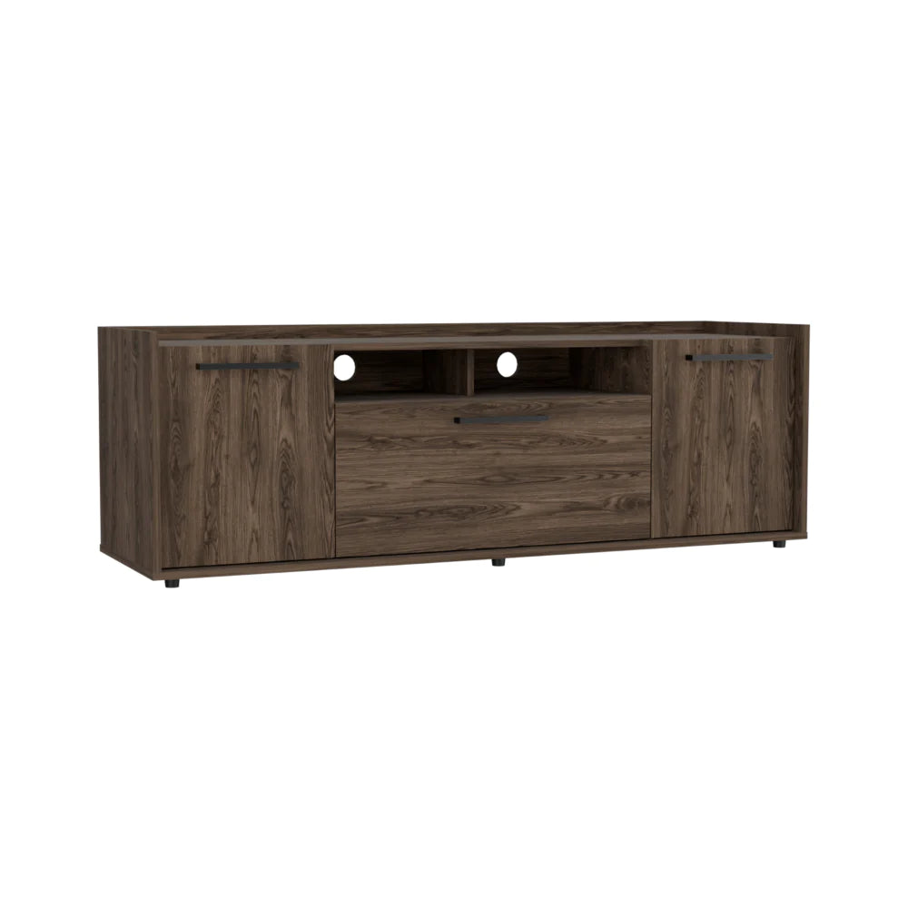 "Stylish Dark Walnut TV Stand - Fits Tvs up to 55" - Spacious Cabinet with Double Doors - Dext Collection"