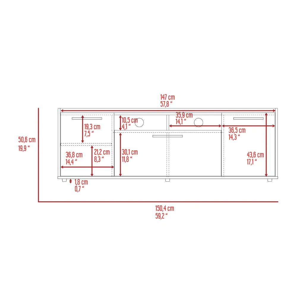 "Stylish Dark Walnut TV Stand - Fits Tvs up to 55" - Spacious Cabinet with Double Doors - Dext Collection"